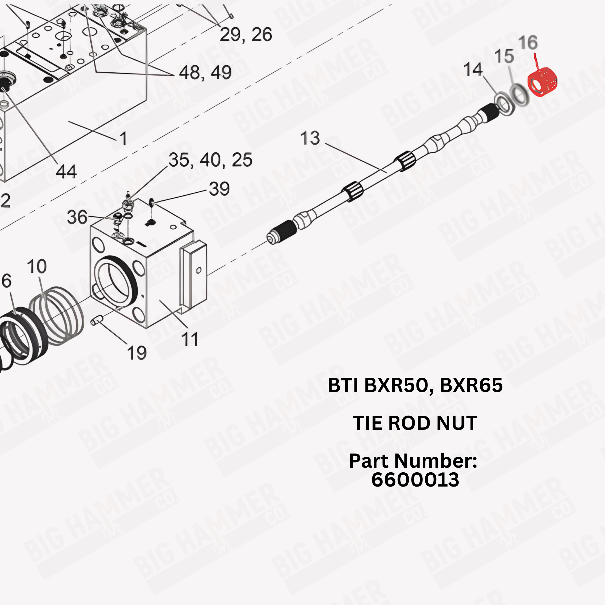 BTI BXR50, BXR65 Tie Rod Nut