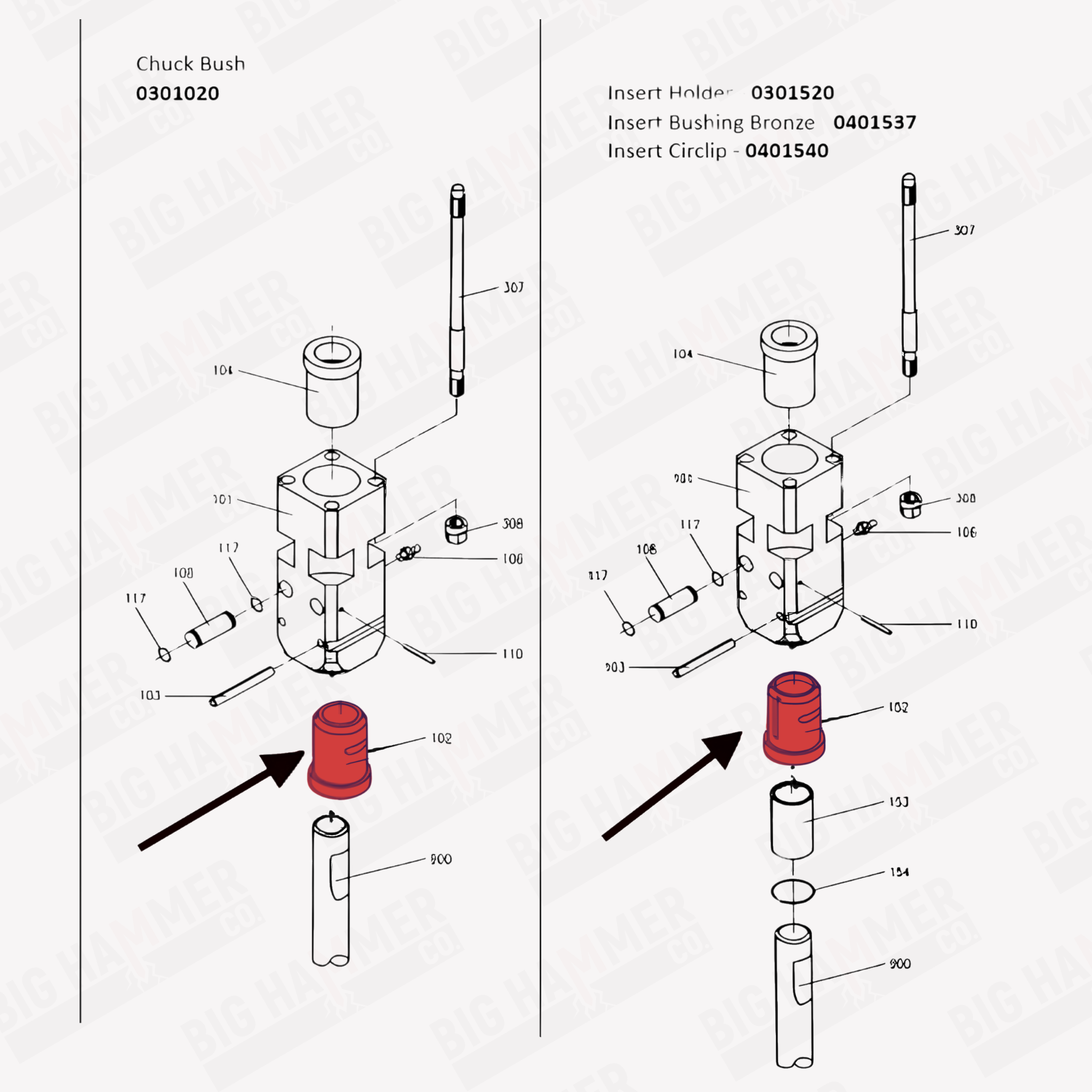 Indeco HP350, MES301, MES351 Lower Bushing
