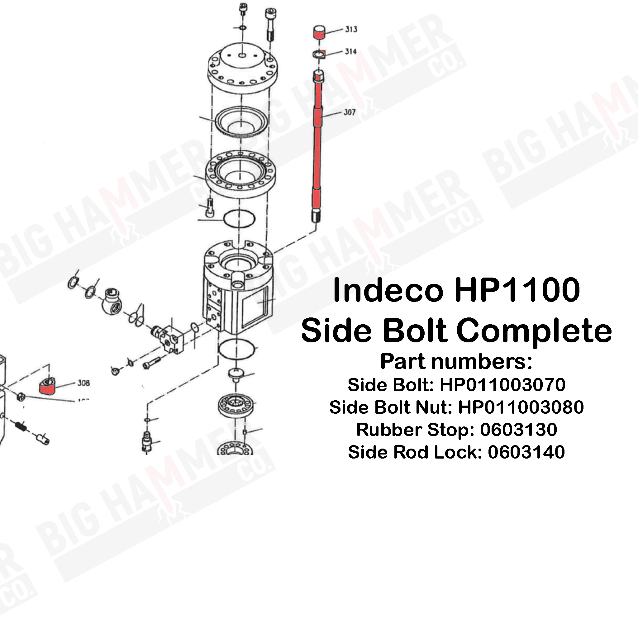 Indeco R901 Indeco HP1100 Side Bolt Complete