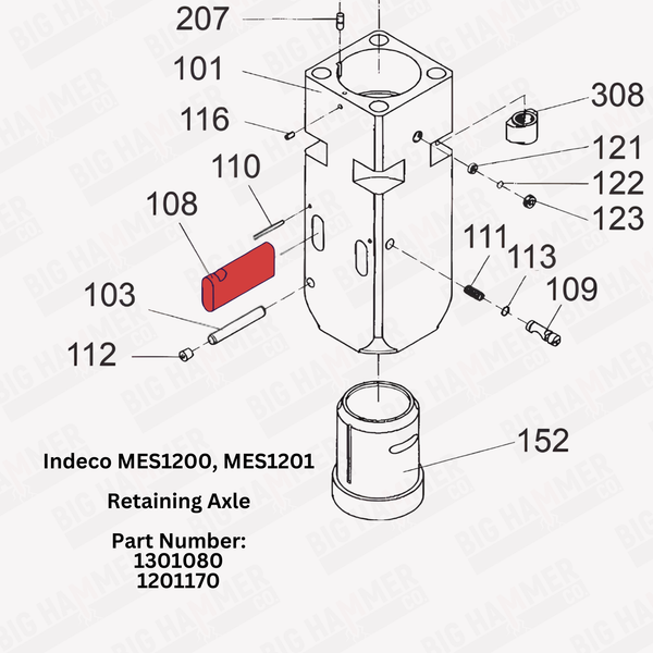 Indeco MES1200, MES1201 Retaining Axle