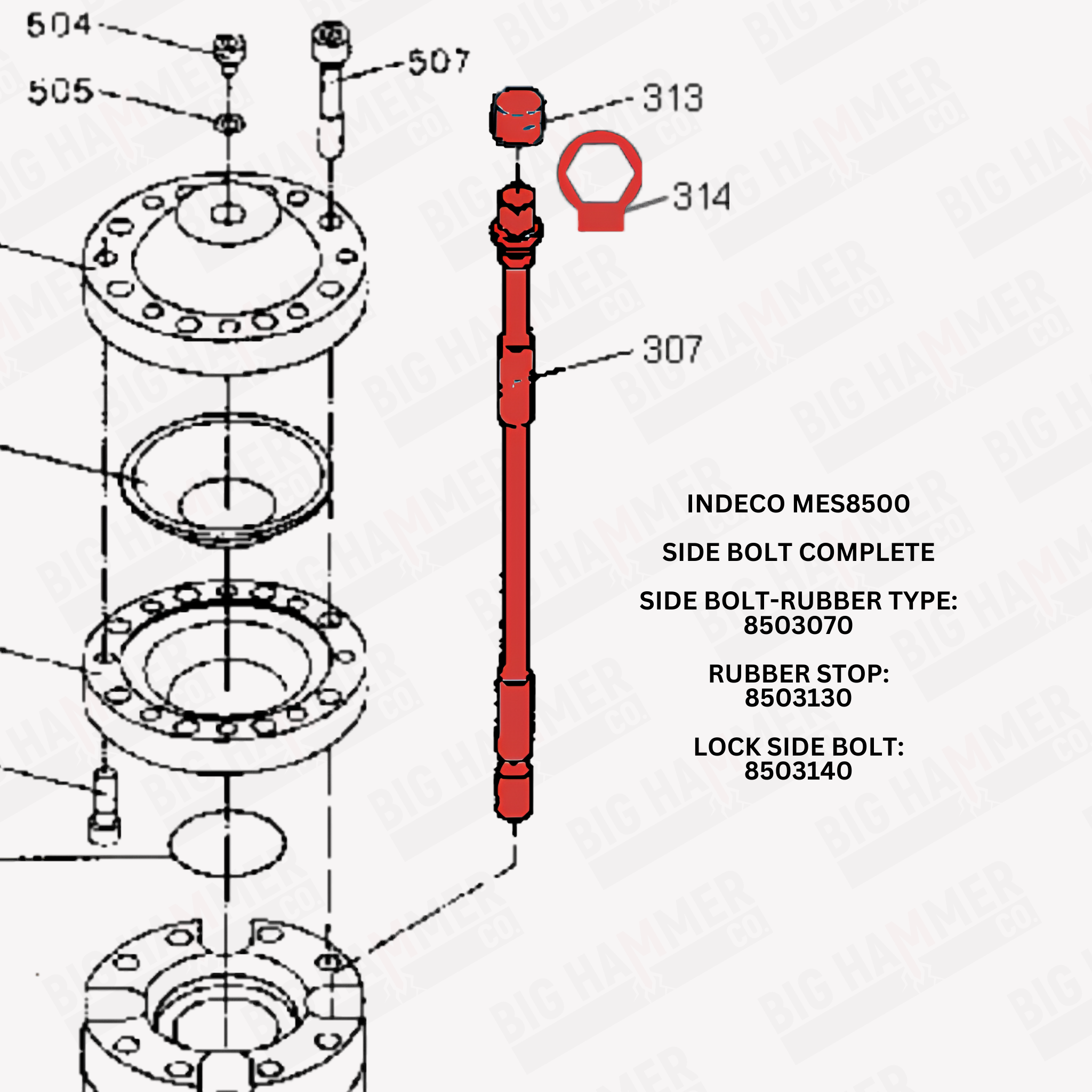 Indeco MES8500 Side Bolt Complete