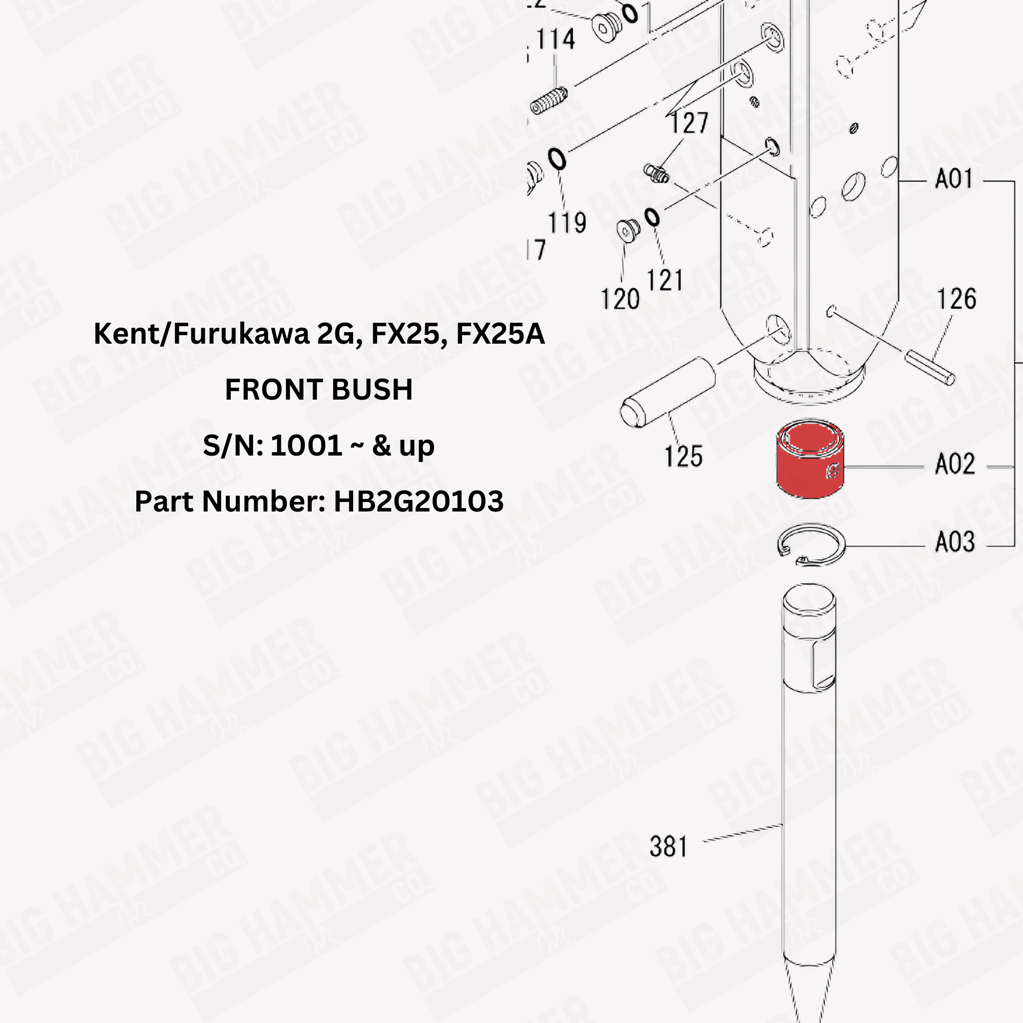 Kent/Furukawa 2G, FX25, FX25A Front Bushing
