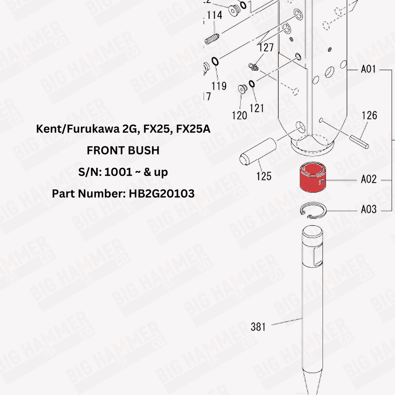 Kent/Furukawa 2G, FX25, FX25A Front Bushing