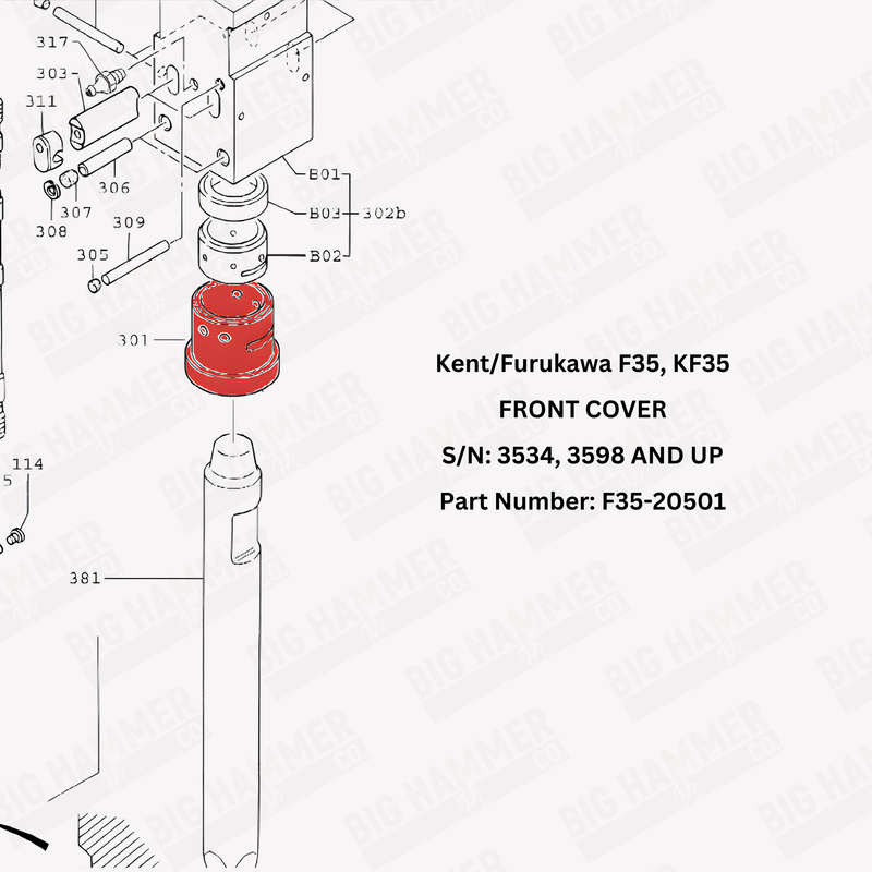 Kent/Furukawa F35, KF35 Front Cover (Lower Bushing)