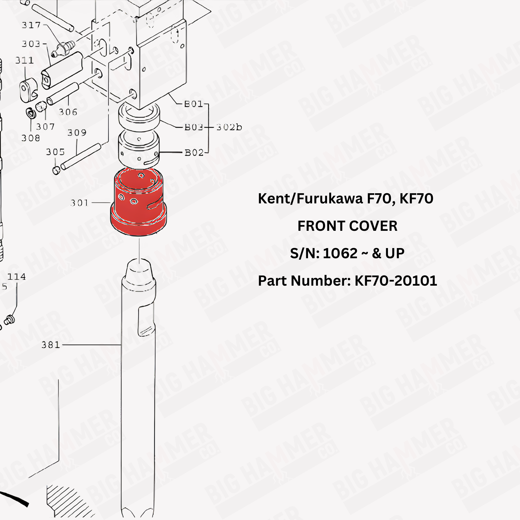 Kent/Furukawa F70, KF70 Front Cover (Lower Bushing)