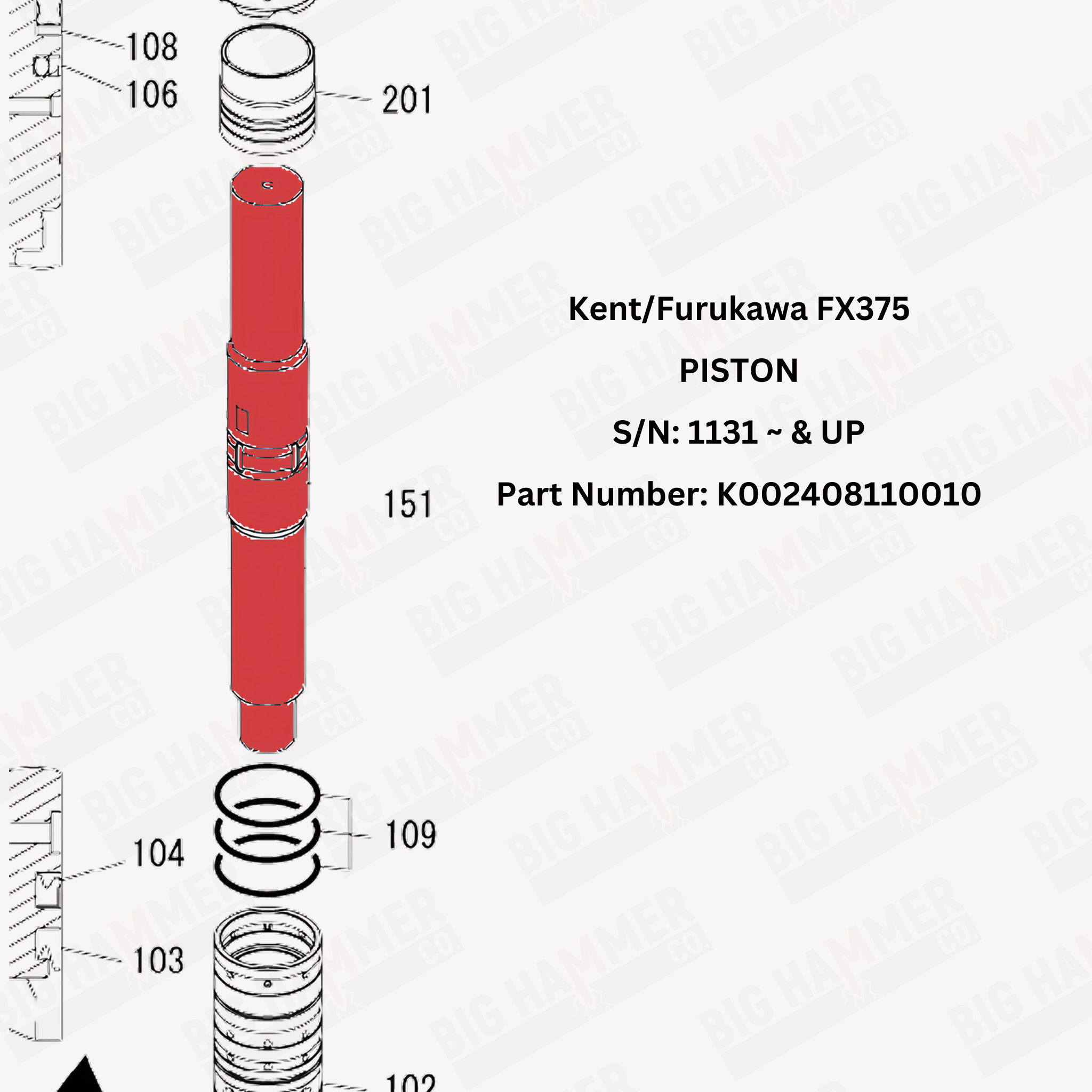 Kent/Furukawa FX375 Piston