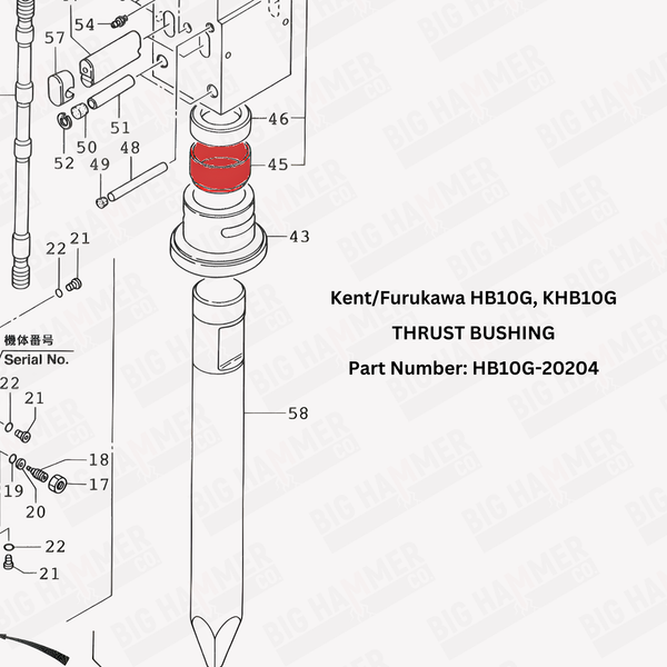 Kent/Furukawa HB10G, KHB10G Thrust Bushing (Upper Bushing)