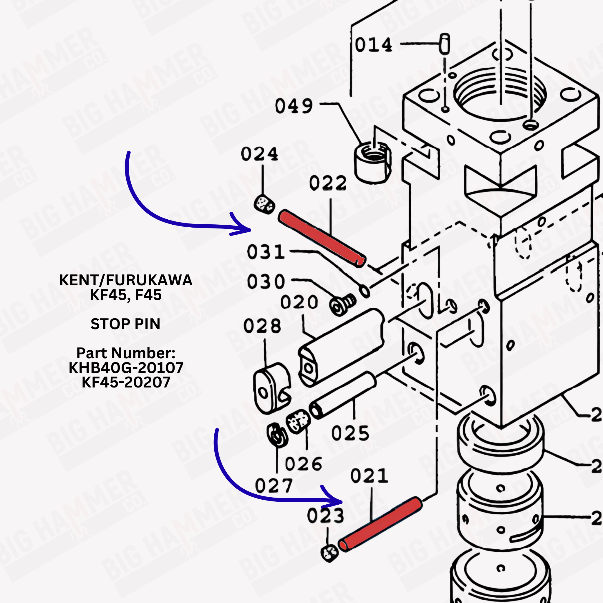Kent/Furukawa KF45, F45 Stop Pin