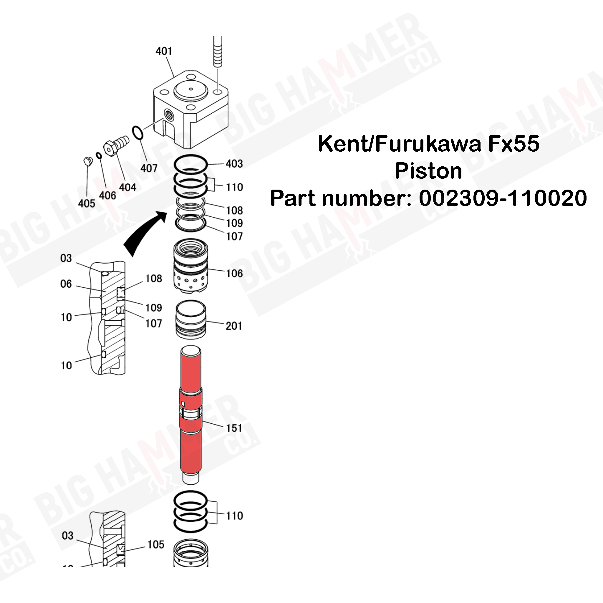 Kent/Furukawa FX55, FX55A Piston