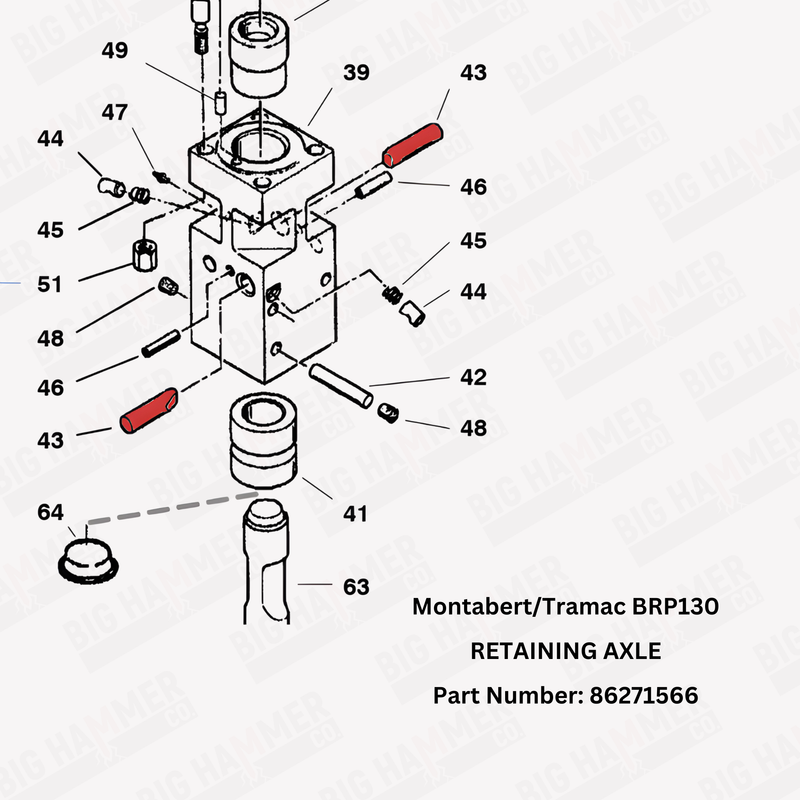 Montabert/Tramac 140, BRP130 Retaining Axle