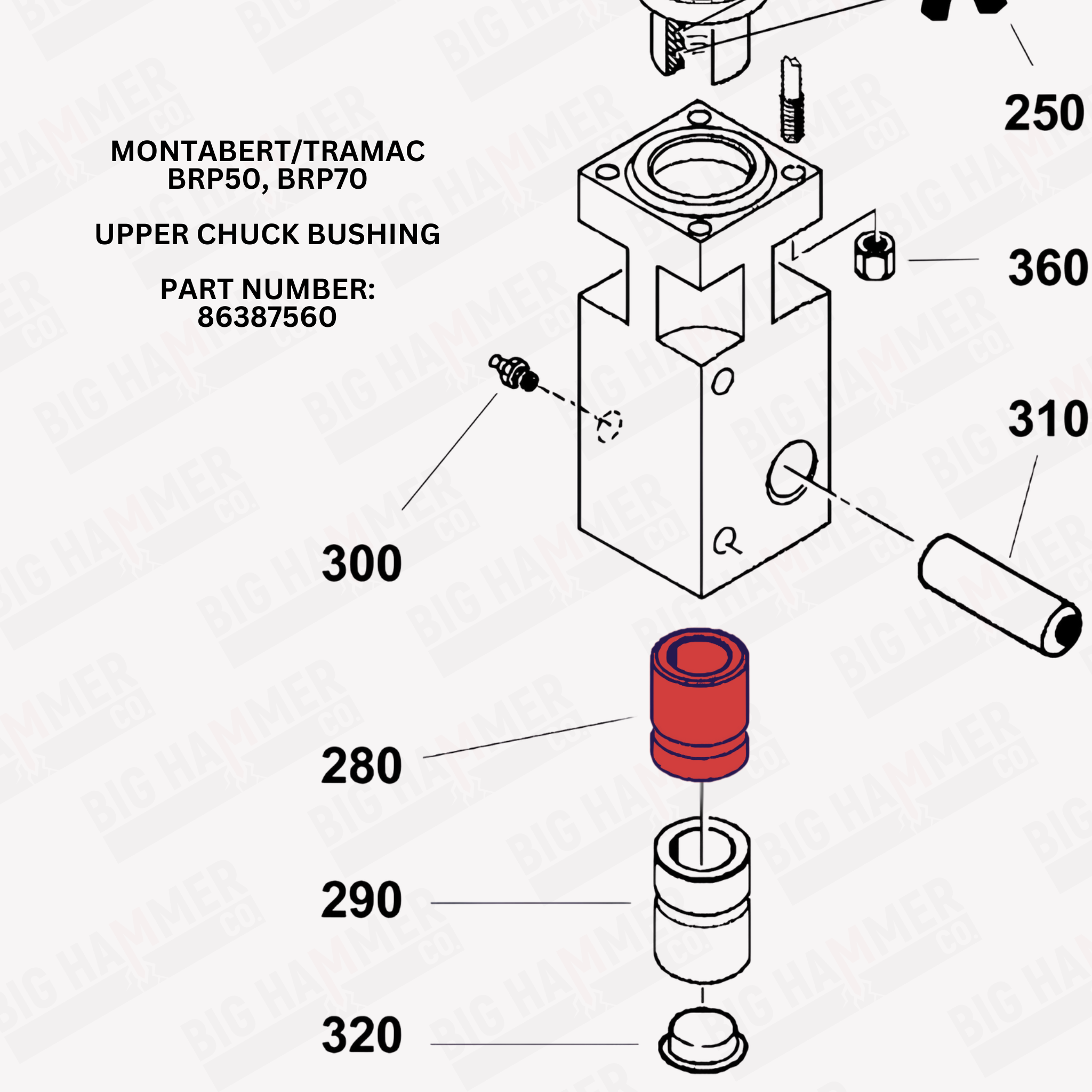 Montabert/Tramac BRP50, BRP70 Upper Chuck Bushing