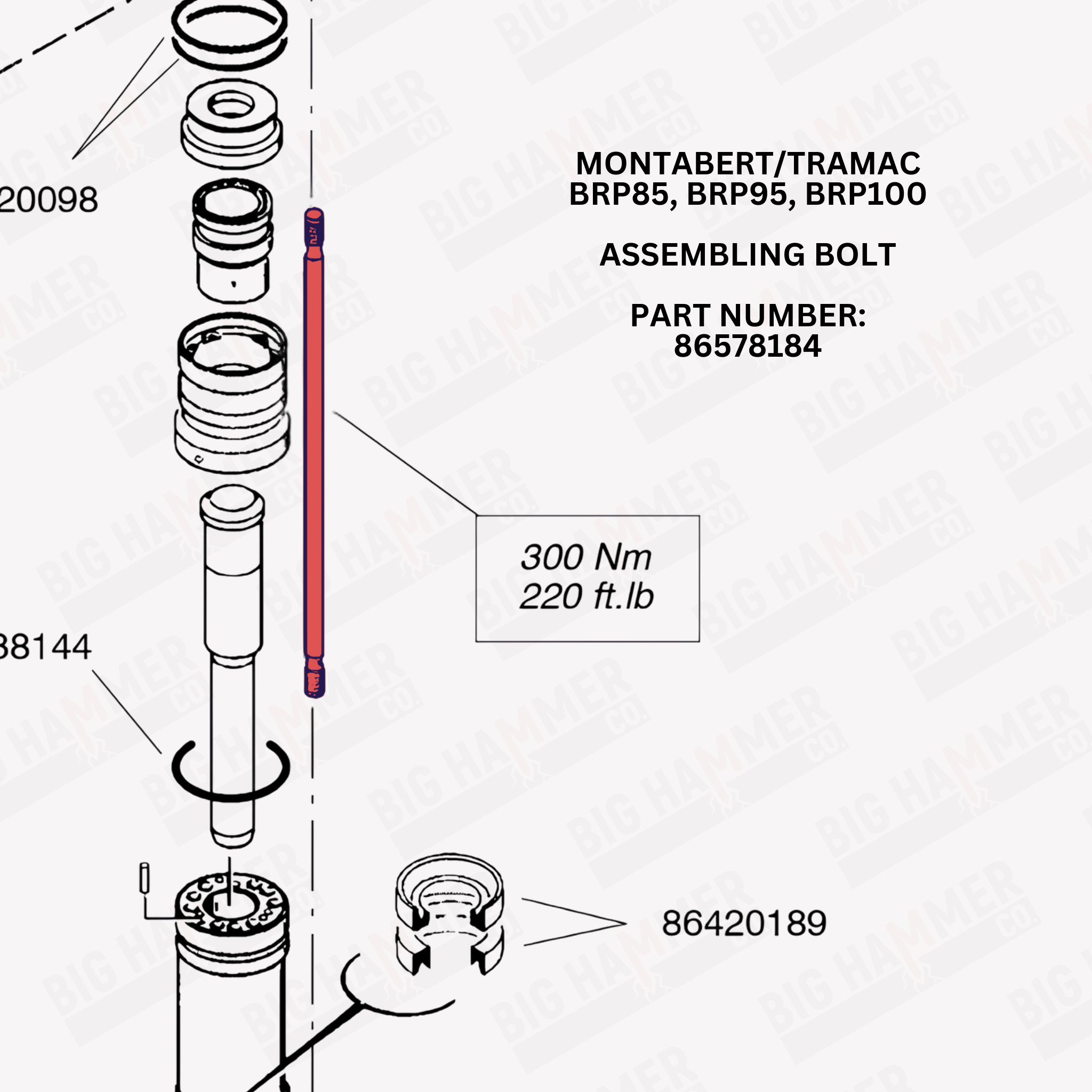 Montabert/Tramac BRP85, BRP95, BRP100 Side Bolt Complete
