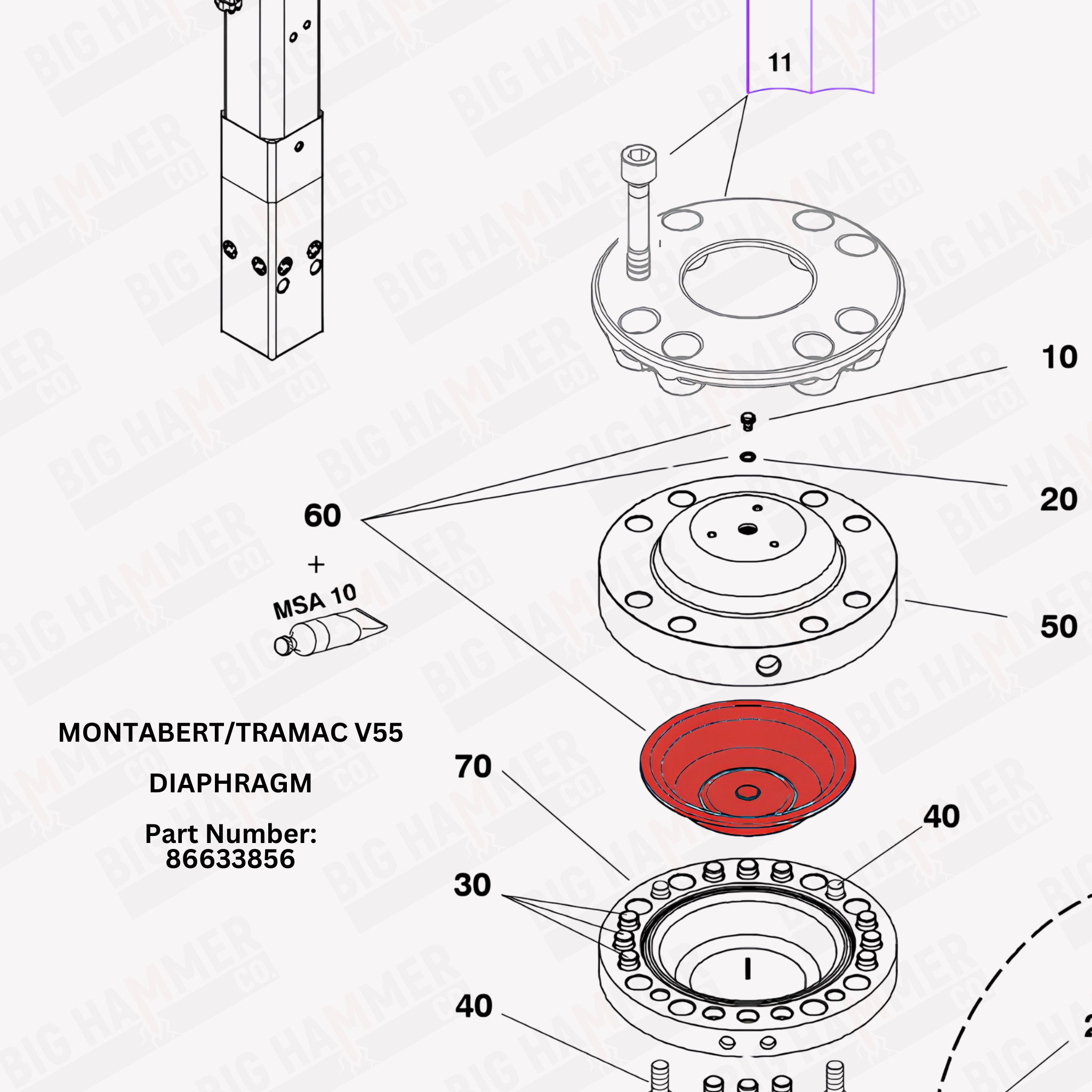 Montabert/Tramac V55, V3500 Diaphragm