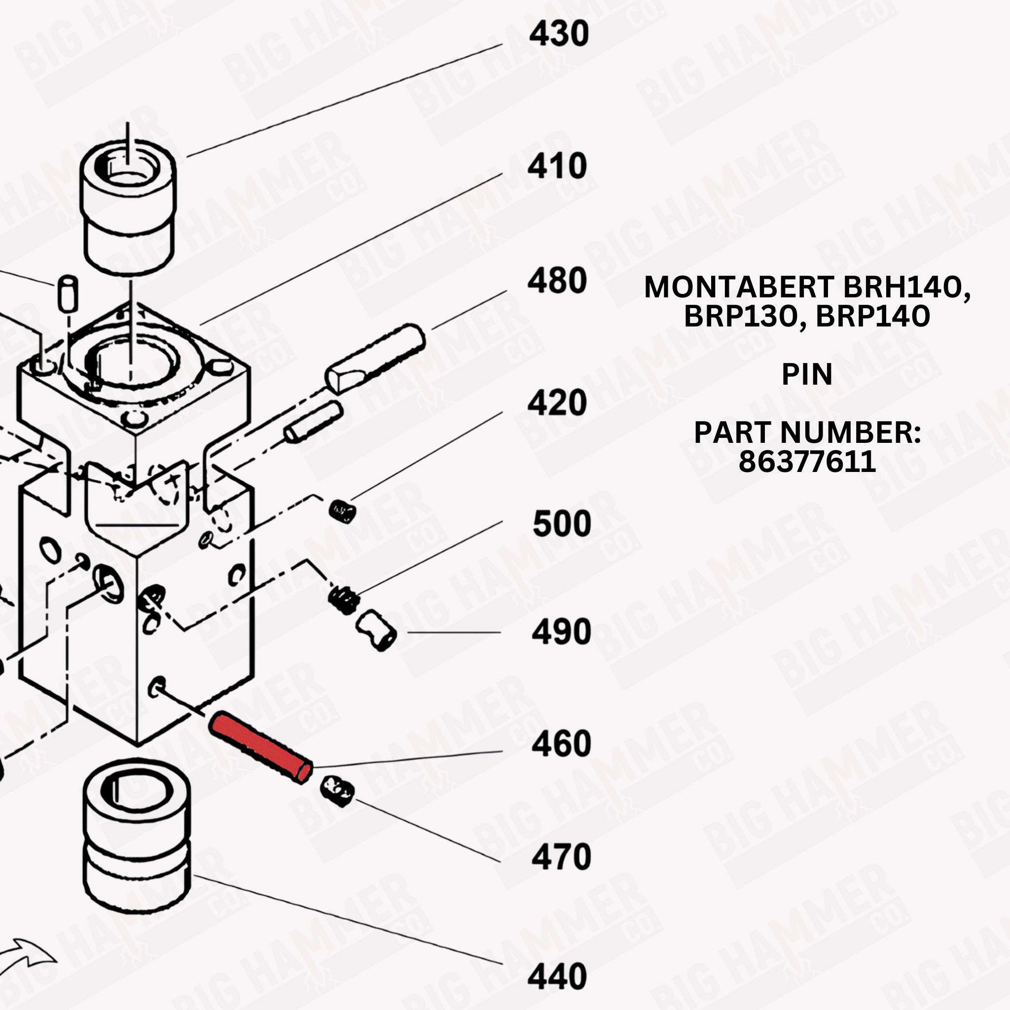 Montabert BRH140, BRP130, BRP140 Pin