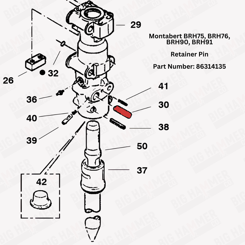 Montabert BRH75, BRH76, BRH90, BRH91 Retaining Pin