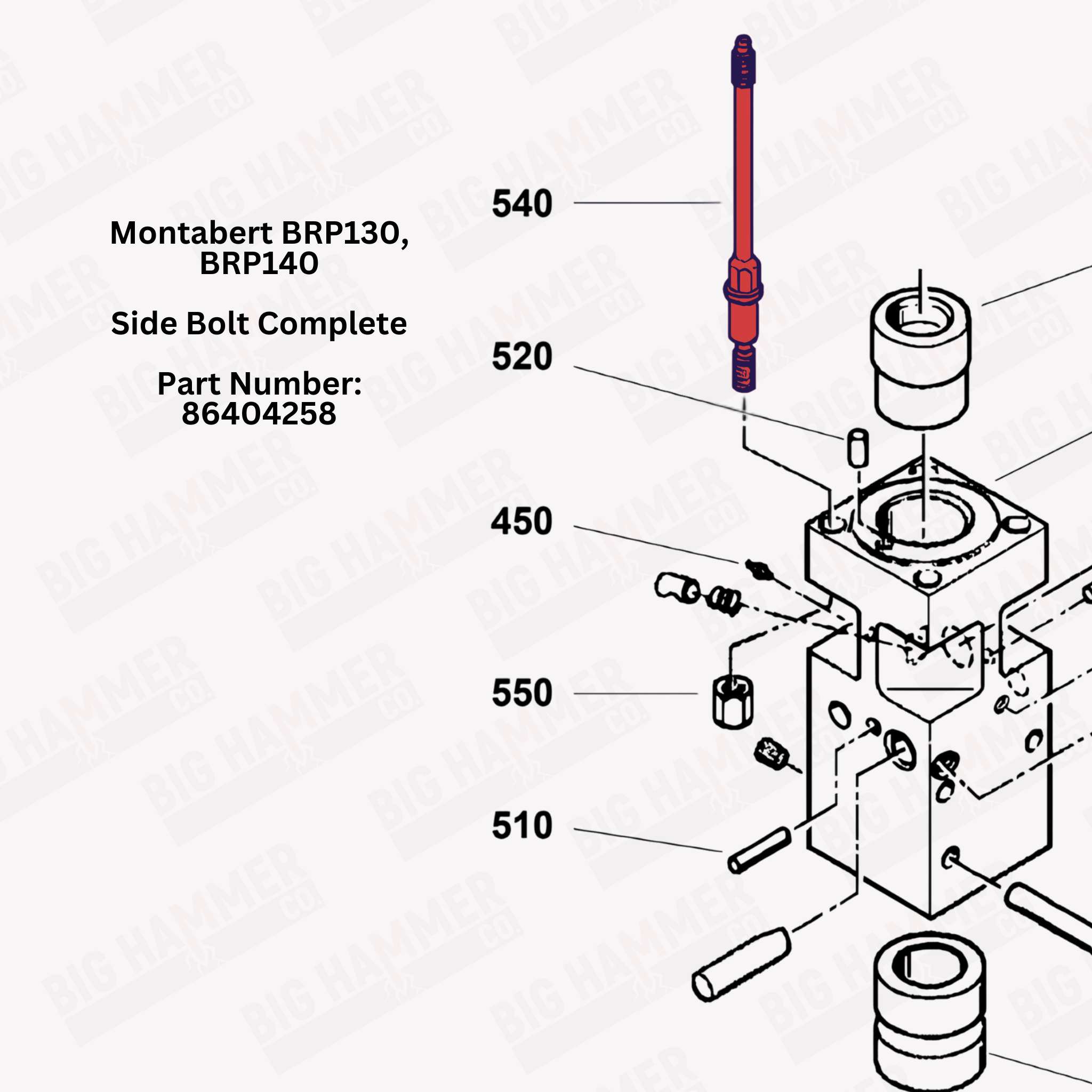 Montabert BRP130, BRP140 Side Bolt Complete