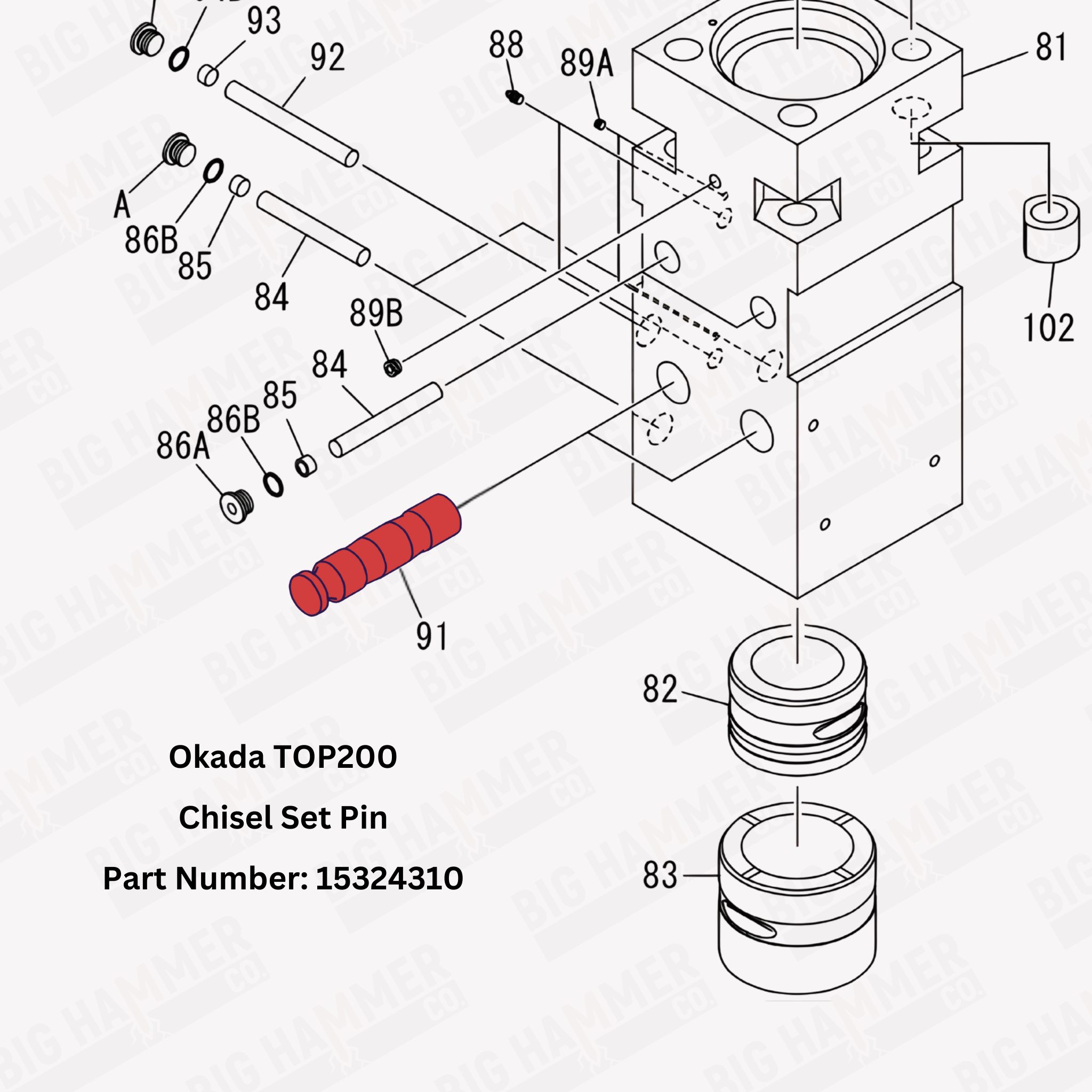 Okada TOP200 Chisel Set Pin (Tool Retainer)