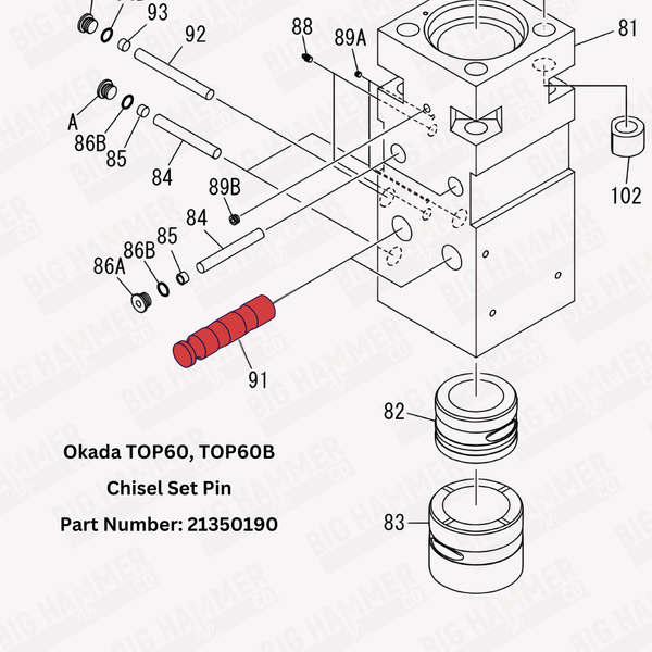 Okada TOP60, TOP60B Chisel Set Pin (Tool Retainer)