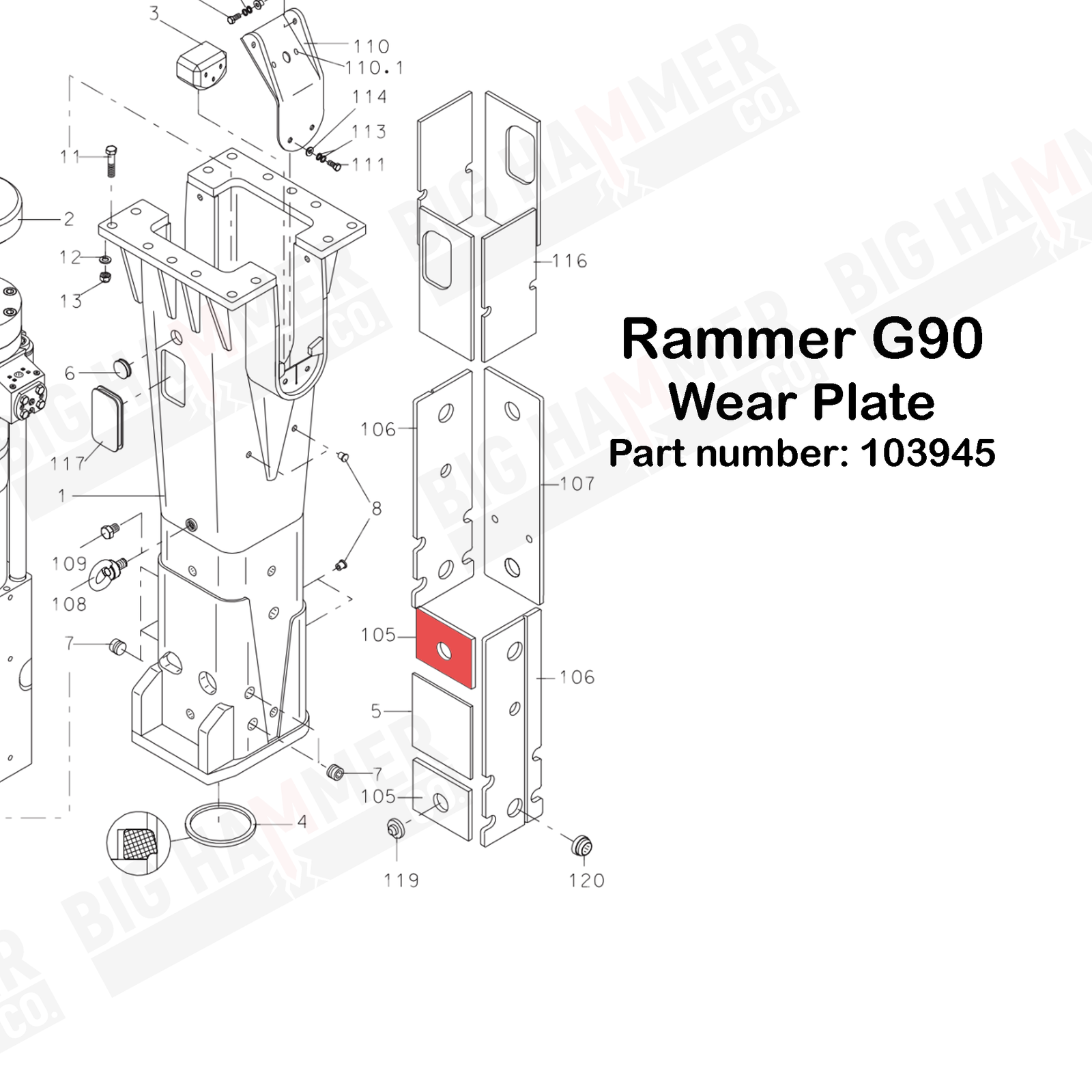 Rammer G90 Wear Plate (Part 103945)