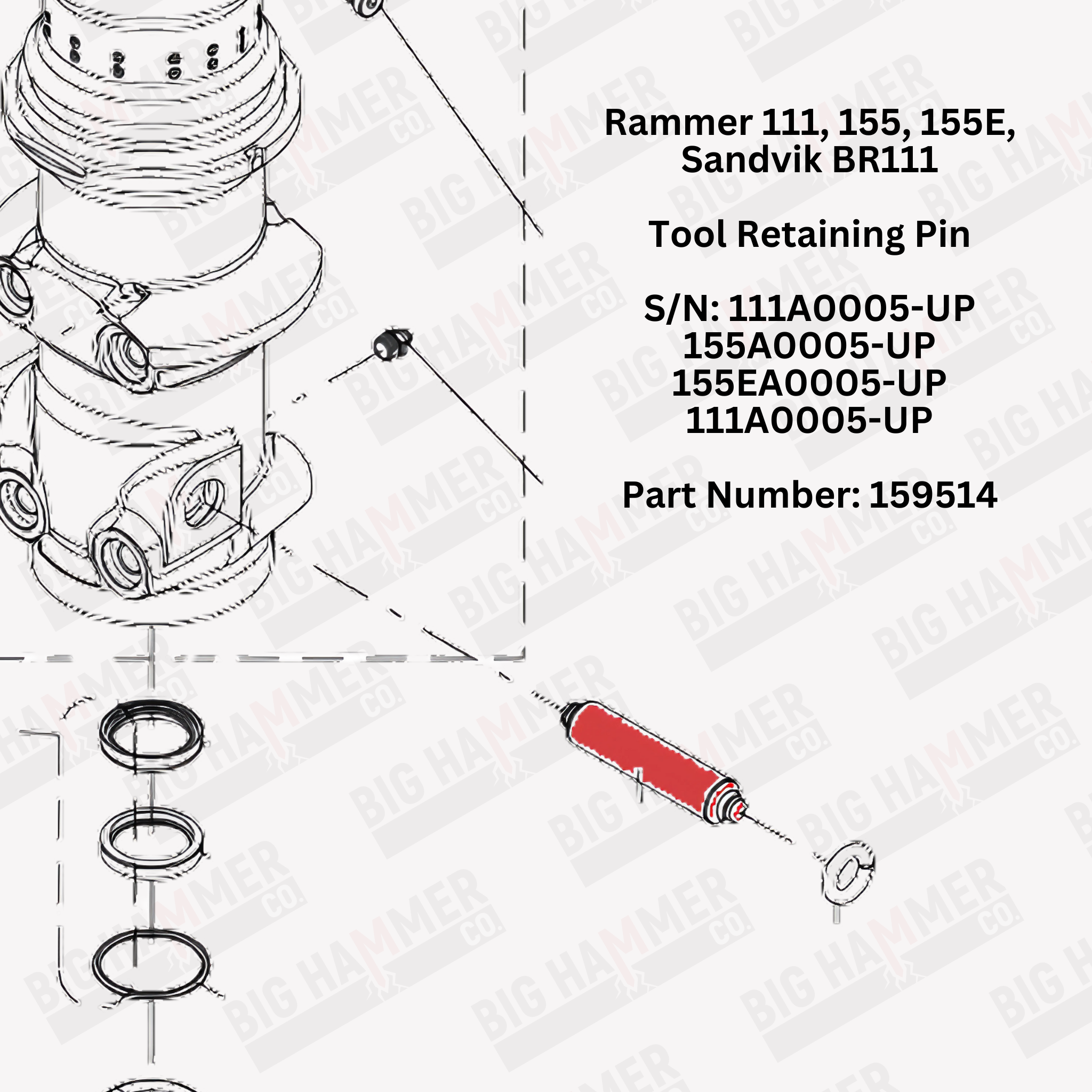 Rammer 111, 155, 155E, Sandvik BR111 Tool Retaining Pin