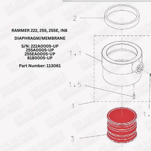 Rammer 222, 255, 255E, IN8, 108, Sandvik BR222 Diaphragm