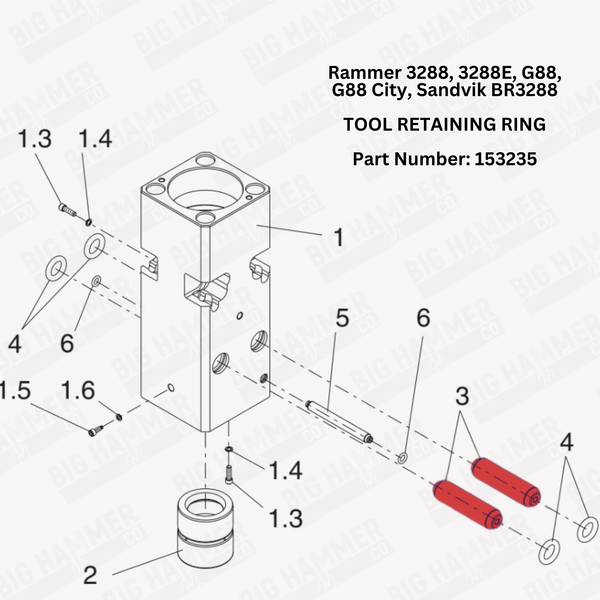 Rammer 3288, 3288E, G88, G88 City, Sandvik BR3288 Tool Retaining Pin