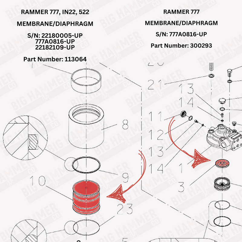 Rammer 777, IN22, 522 Membrane/Diaphragm