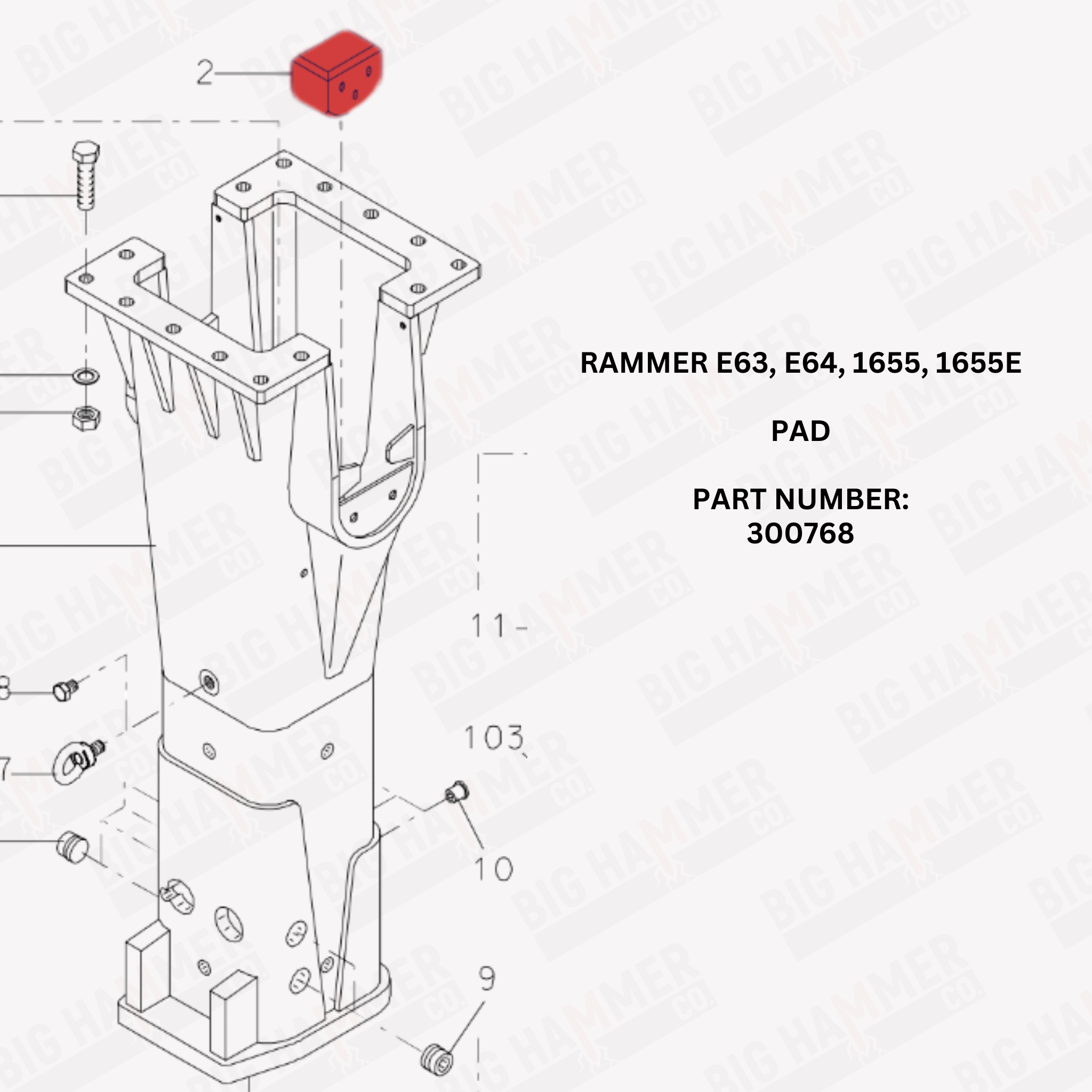 Rammer E63, E64, 1655, 1655E Pad