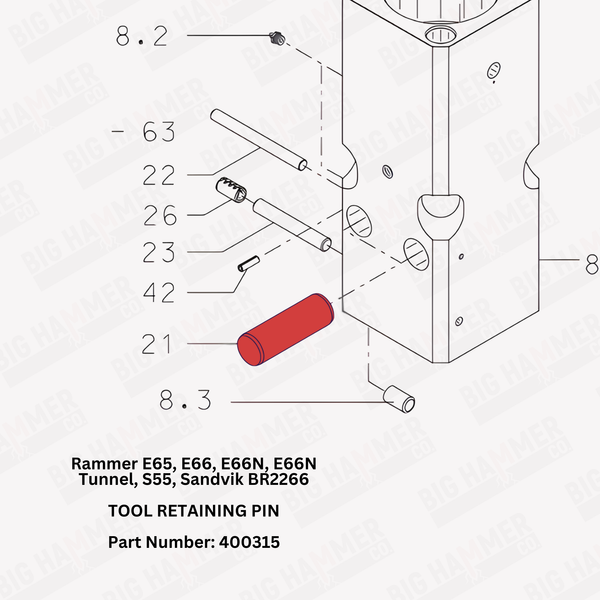 Rammer E65, E66, E66N, E66N Tunnel, S55, Sandvik BR2266 Tool Retaining Pin