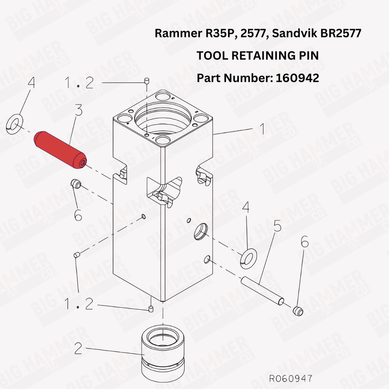 Rammer R35P, 2577, Sandvik BR2577 Tool Retaining Pin