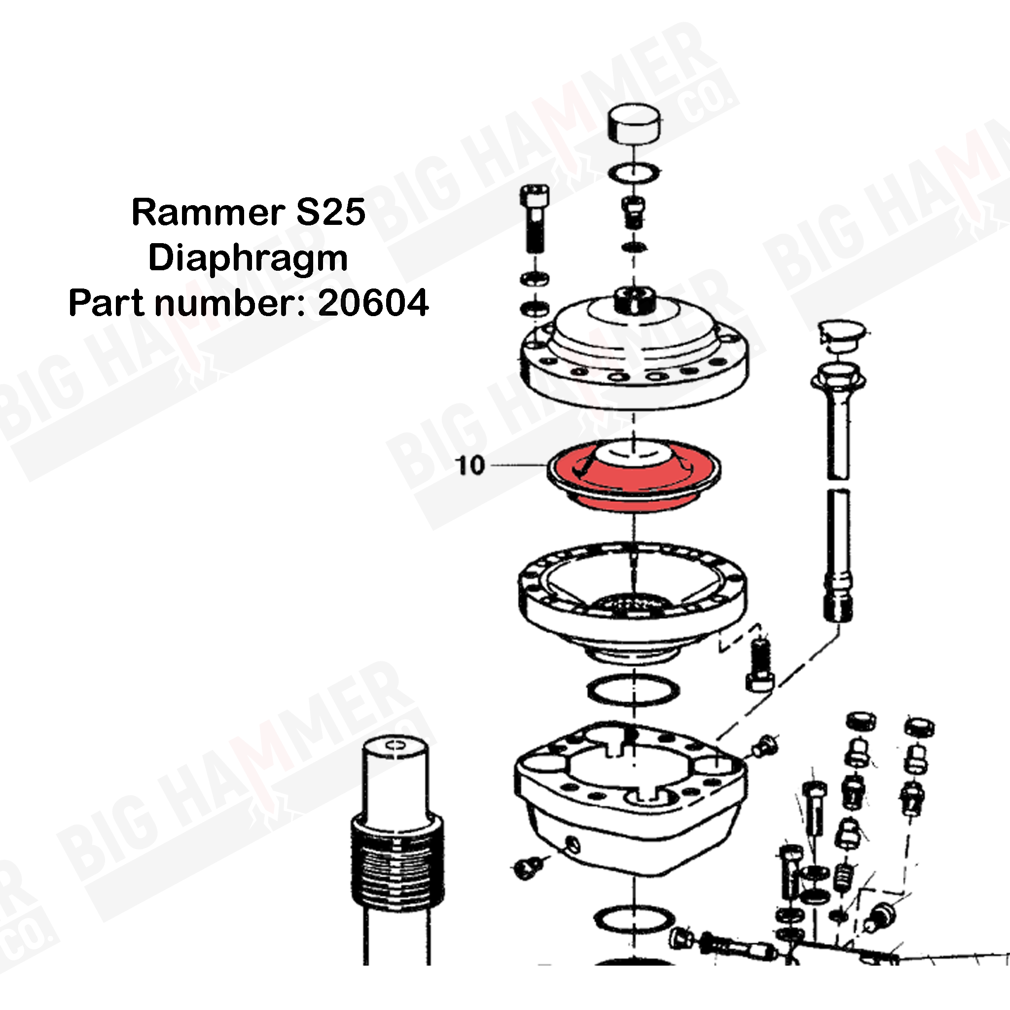 Rammer S25, S24, S26, S25N, S27, 1533, 1533E, 1655, Sandvik BR927, Allied 1533 Polyurethane Membrane/Diaphragm