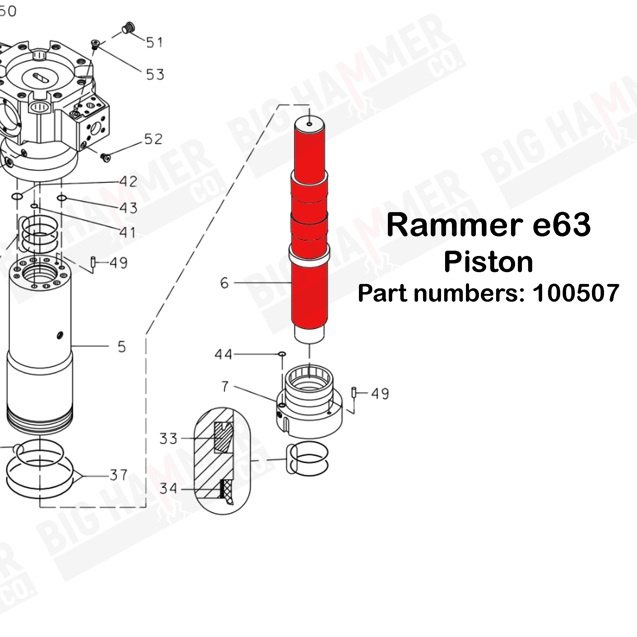 Rammer E63, E64 Piston
