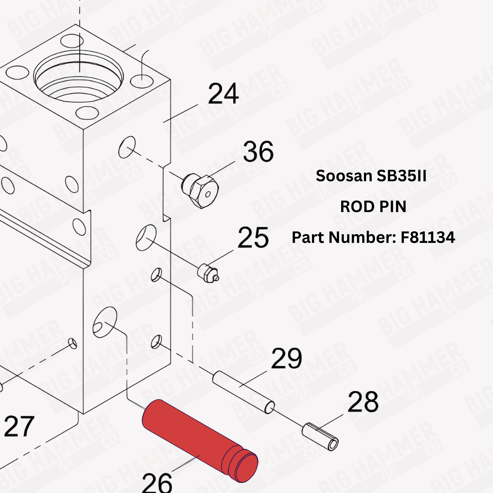 Soosan SB35II Rod Pin (Tool Retainer)