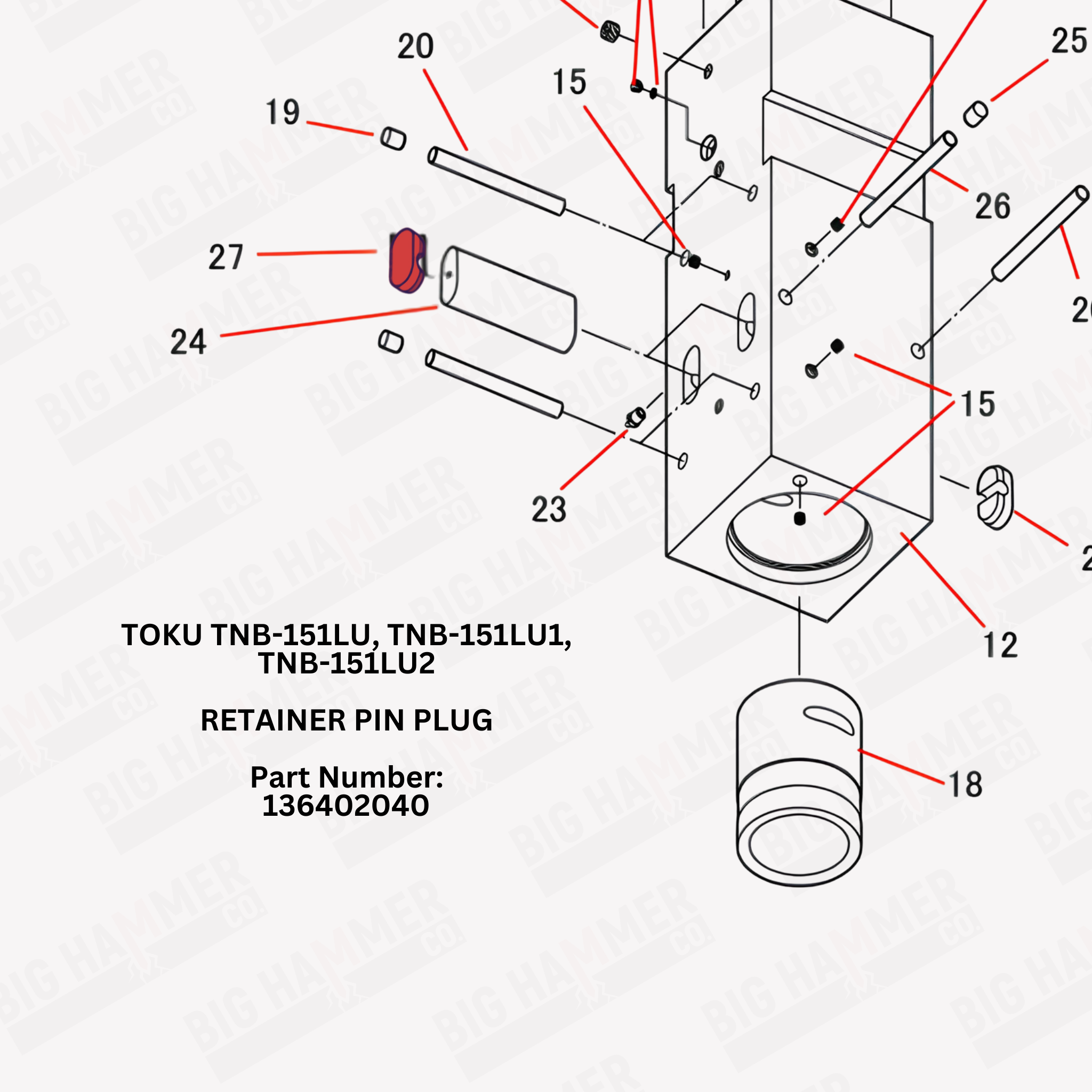 Toku TNB-151LU, TNB-151LU1, TNB-151LU2 Retainer Pin Plug