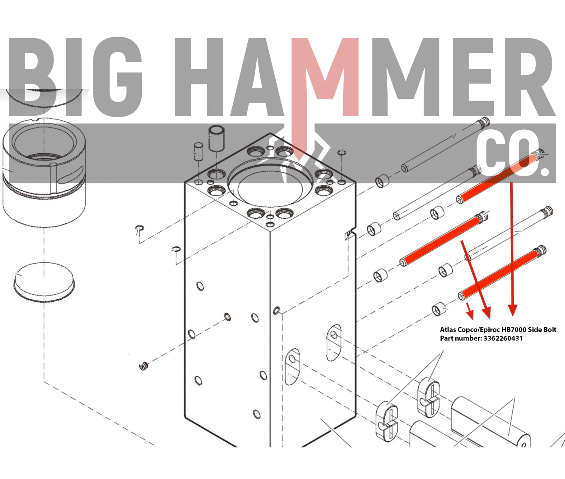 Atlas Copco/Epiroc HB7000 Side Bolt Complete