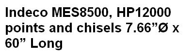 Indeco MES8500, HP12000, HP14000FS points and chisels